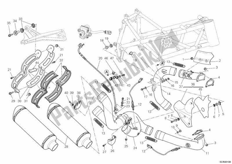Todas as partes de Sistema De Exaustão do Ducati Streetfighter S USA 1100 2011